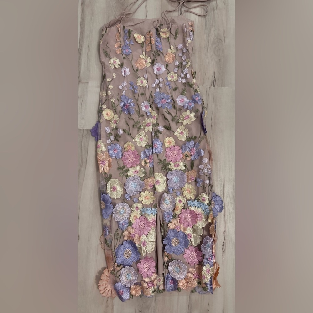 Showpo Floral Embroidered Dress - Purple and Pink - Picture 4 of 9